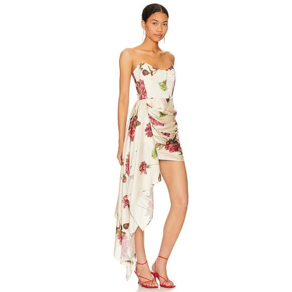 Katie May Chasing Dawn Floral Ruched Draped Strapless Mini Dress Size 3X - Picture 3 of 10
